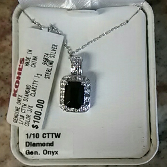 Ring and Necklace  Diamond Genuine Onyx - Picture 2 of 3